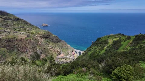 Miradouro da Eira da Achada on a summer morning, Madeira island, Portugal. 스톡 동영상 301394490