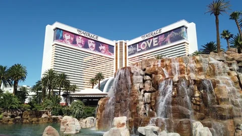 Mirage Hotel On The Strip In Las Vegas Waterfall Stock Footage 199750737