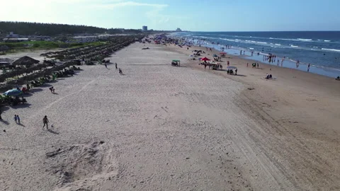 Miramar Beach Sunset Aerial View Crowded Tourist Destination Stock Footage 341994655