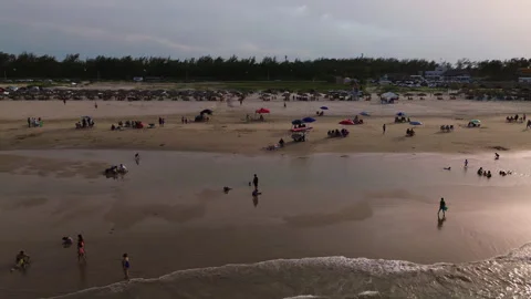 Miramar Beach Sunset Aerial View Crowded Tourist Destination Stock Footage 341994933