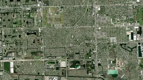 Miramar City Map Zoom (FL, USA) from Space to Earth (no pin, no text) Stock Footage 339748023
