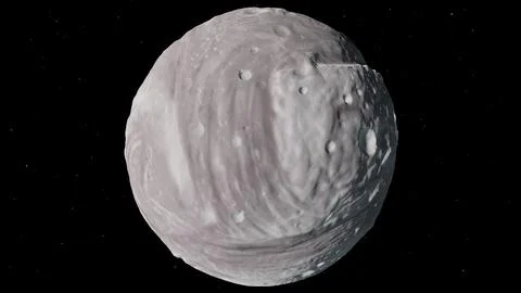 Miranda Moon of Uranus 8K 3D Render in Deep Space Stock Illustration