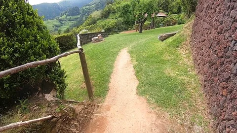 Miraudouro da Ponta do Sossego.
Amazing garden with bush, flowers and the Stock Footage 111356104