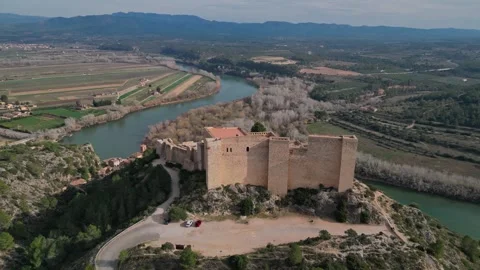 Miravet Castle Overlooking Ebro River Stock Footage 263839816