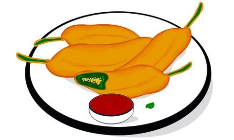 Mirchi bada indian snacks Vector Stock Illustration