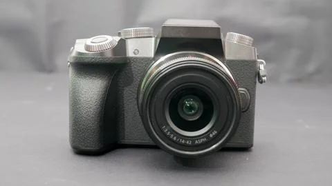 Mirroless camera front view 01 Stock Photos