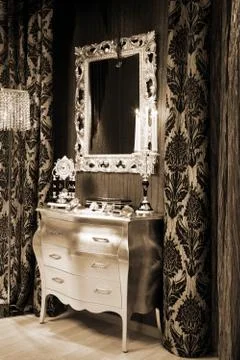 Mirror and clock Stock Photos