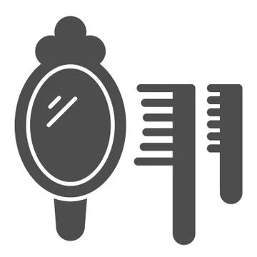 Mirror and combs solid icon, beauty salon concept, Hair stylist hairbrush with 스톡 일러스트