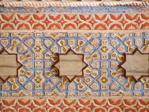 Mirror and mosaic of islamic pattern on decoration in chehel sotoun (sotoon) Stock Photos