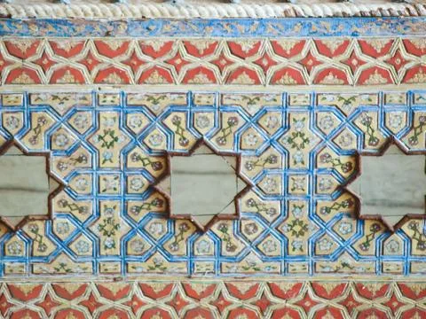 Mirror and mosaic of islamic pattern on decoration in chehel sotoun (sotoon) Stock Photos