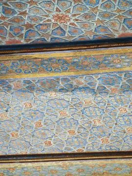 Mirror and mosaic of islamic pattern on decoration in chehel sotoun (sotoon) Stock Photos