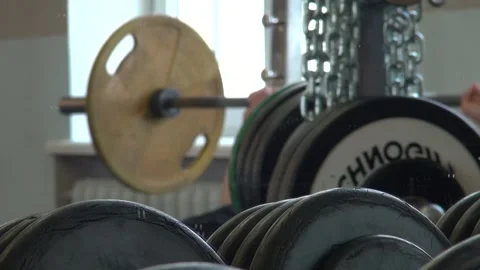Mirror And Powerlifting in the gym Stock Footage 239737857