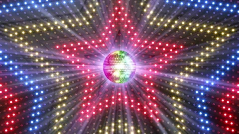 Mirror Ball 21c LED Wall 4 Star Fa2 Stock Footage 165741482