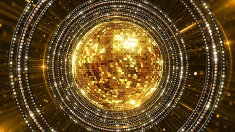 Mirror Ball Disco Lights Star Glitter Club Dance Party Background. 3D 4K music Stock Footage 333903355