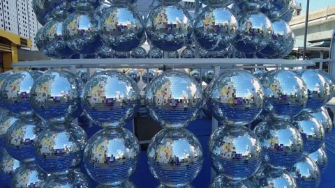 Mirror Ball Installation in City Stock Footage 281406453