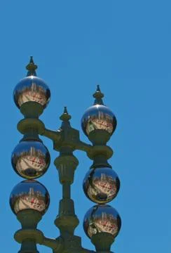Mirror ball lamp posts Stock Photos