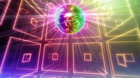 Mirror Ball LED Room Disco Club Dance Party 21c 2B BbR2 Stock-Footage 166222395
