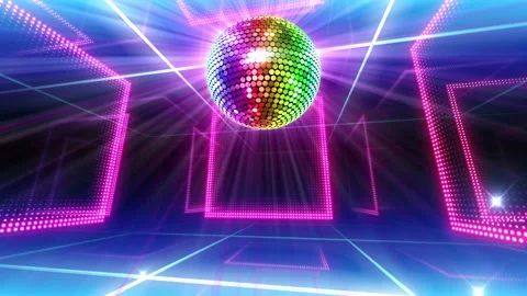 Mirror Ball LED Room Disco Club Dance Party 21c 2B BbR1 Stock Footage 166227081