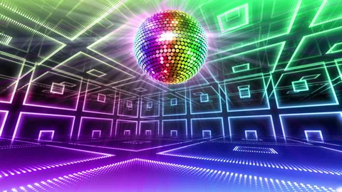 Mirror Ball LED Room Disco Club Dance Party 21c 2B CbF2 Stock Footage 166230529
