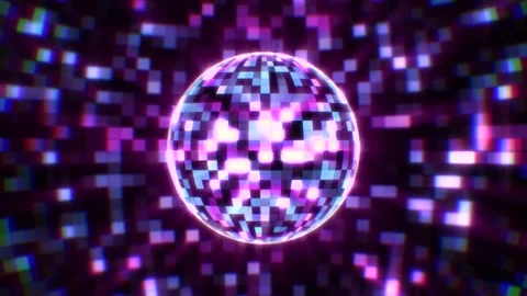Mirror ball shining neon light Stock Footage 200951995