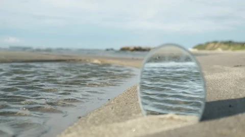 Mirror on the beach reflect water Stock Footage 158680711