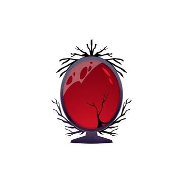 Mirror with decorated black frame, vector antique magic fortunetelling red oval Illustrazione stock