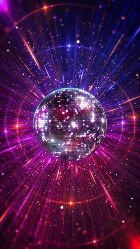 Mirror disco ball party reflecting rays of light spotlights. Rotating sparkling Stock Footage 333904788