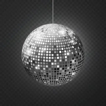Mirror disco ball. Soffit reflection ball mirrored disco party silver glitter Stock Illustration