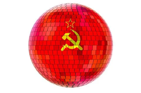 Mirror disco ball with Soviet Union flag, 3D rendering Stock Illustration