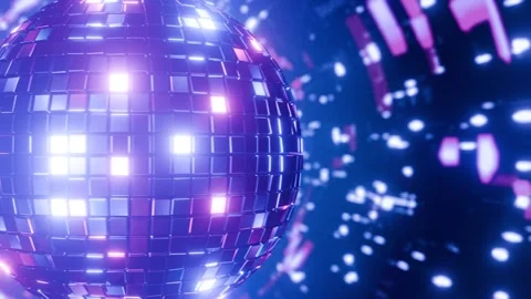 Mirror disco sphere pulses with neon mosaic. Stock Footage 342345787