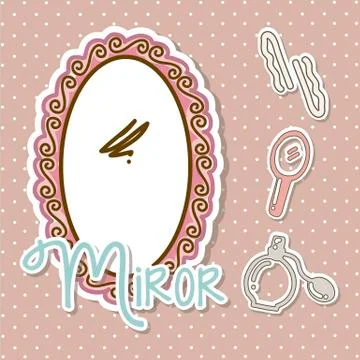 Mirror drawing over cute background. vector illustration Ilustração Stock