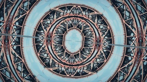 Mirror Effect Rotating Bridge Traffic Stock Footage 106810276