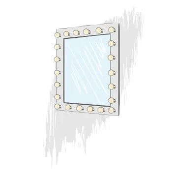 Mirror with electric bulbs Stock Illustration