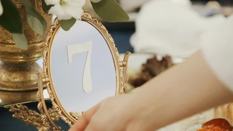 Mirror On A Festive Table With Food. Vídeos de archivo 108331492