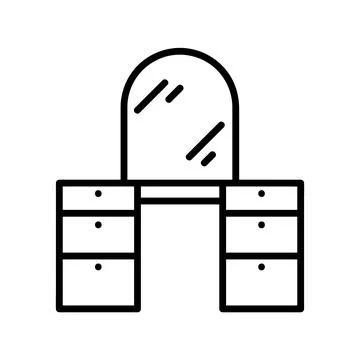 Mirror flat icon. Pictogram for web. Line stroke. Isolated on white backgroun Stock Illustration