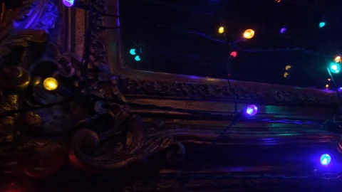 Mirror Frame Christmas Lights Stock Footage 97968207