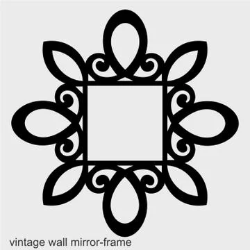 Mirror frame Laser cut cnc panel design for metal, wooden room divider. Stock Illustration