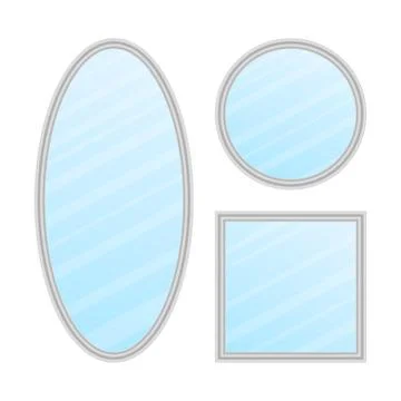 Mirror frames or mirror decor interior. Realistic mirrors set. Vector stock i Illustrazione stock
