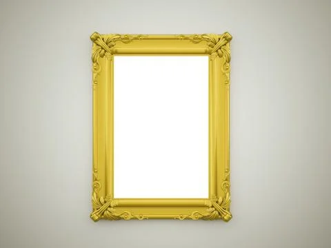 Mirror with gold frame rendered on dark background Stock Illustration