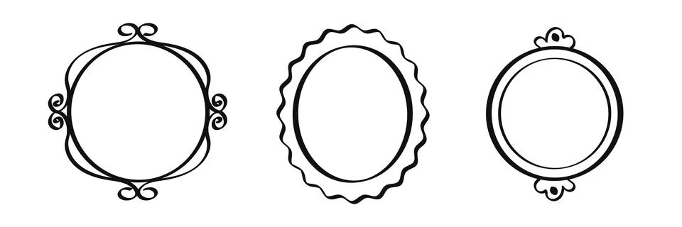 Mirror hand drawn round frames Stock Illustration
