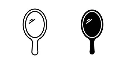 Mirror icon collection in black, Line icons, flat symbols Stock Illustration