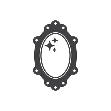 Mirror icon in flat style. Hand mirror glass vector illustration on isolate.. Stock Illustration