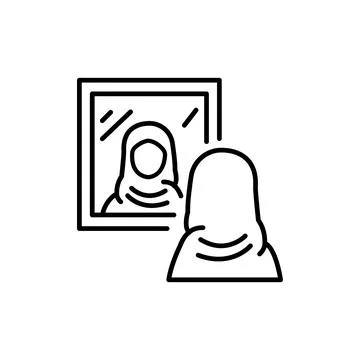 Mirror icon. Man standing in front of a mirror. Vector icon isolated on white Stock Illustration