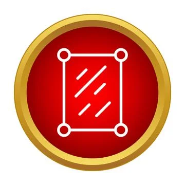 Mirror icon reflecting in a red round button Stock Illustration