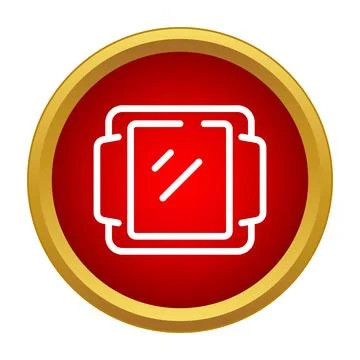 Mirror icon with reflection within red circle frame Stock Illustration
