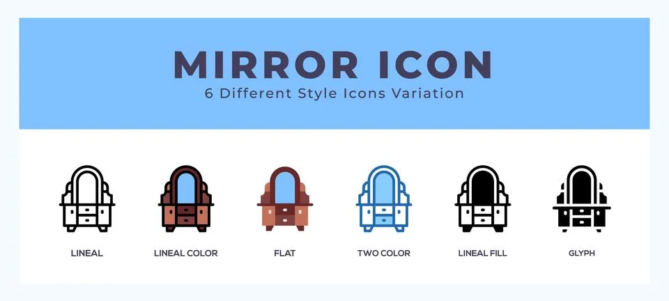 Mirror icon set. Design elements for logo Stock Illustration