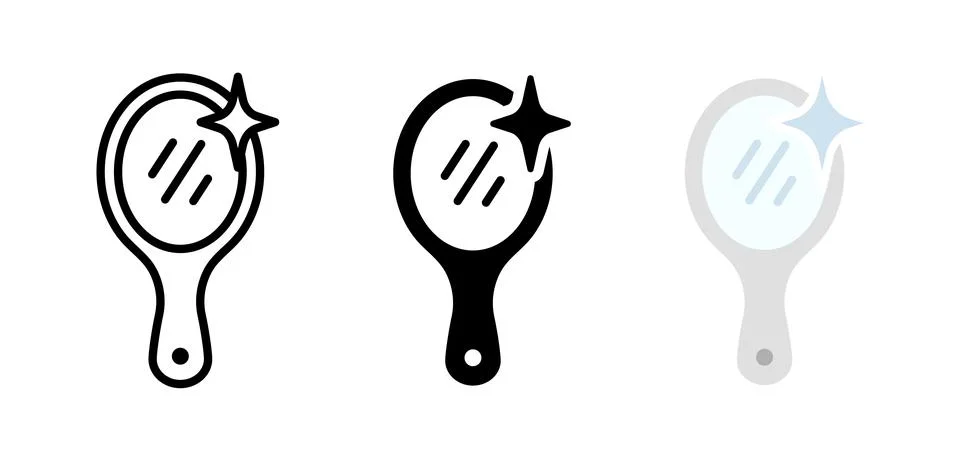 Mirror icon. Shiny mirror vector illustration. Silver portable beauty refle.. Stock Illustration