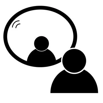 Mirror icon on white background. man standing in front of a mirror. Stock Illustration