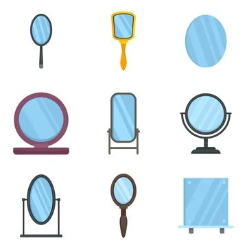 Mirror icons set flat isolated Stock Illustration