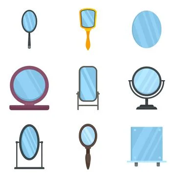 Mirror icons set flat vector isolated Stock Illustration